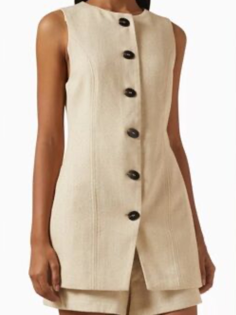 DISSH Cream Sleeveless Button-Front Set
